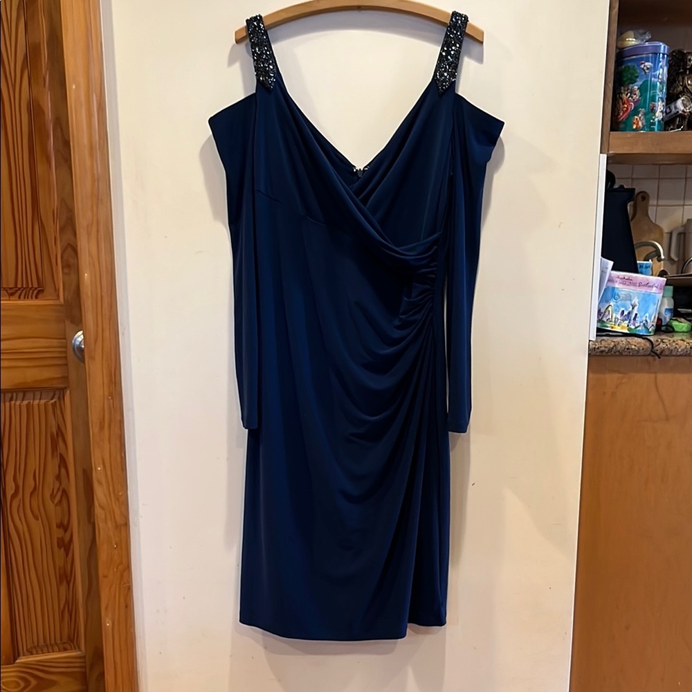 Lauren Ralph Lauren jersey Blue Off-Shoulder Dress